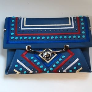 Stuart Weitzman Blue leather bejeweled bag